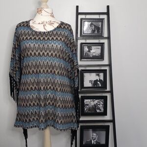 Zigzag Kaftan with Fringe